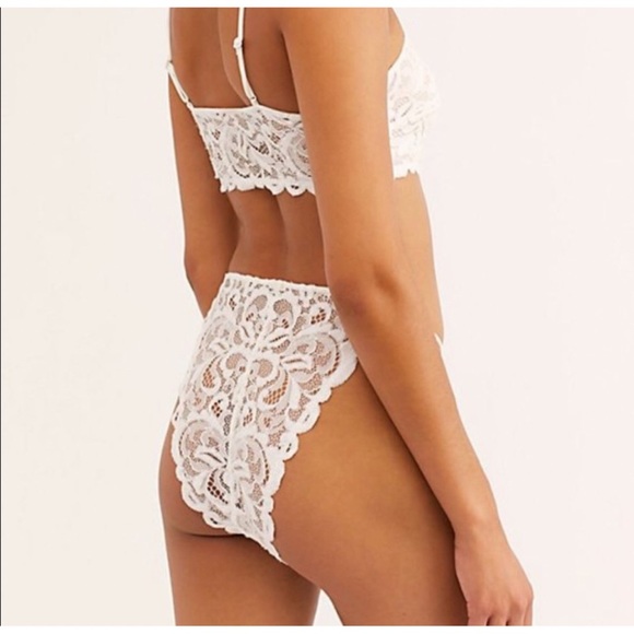 Free People Reese High Waisted Tanga Panty in Ivory NWT Sz L - Picture 5 of 10